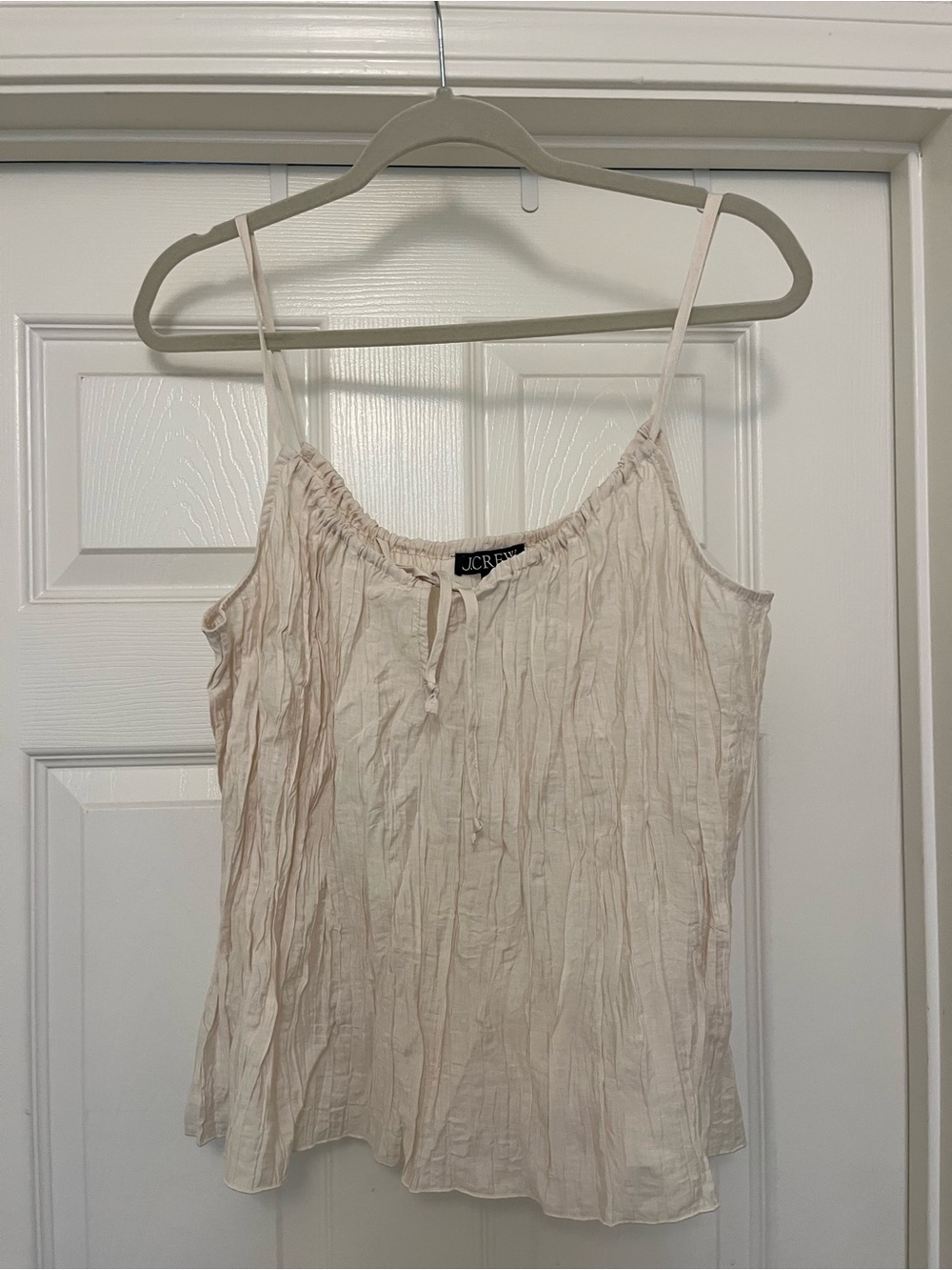 J. Crew Cream Crinkled Spaghetti-Strap Camisole